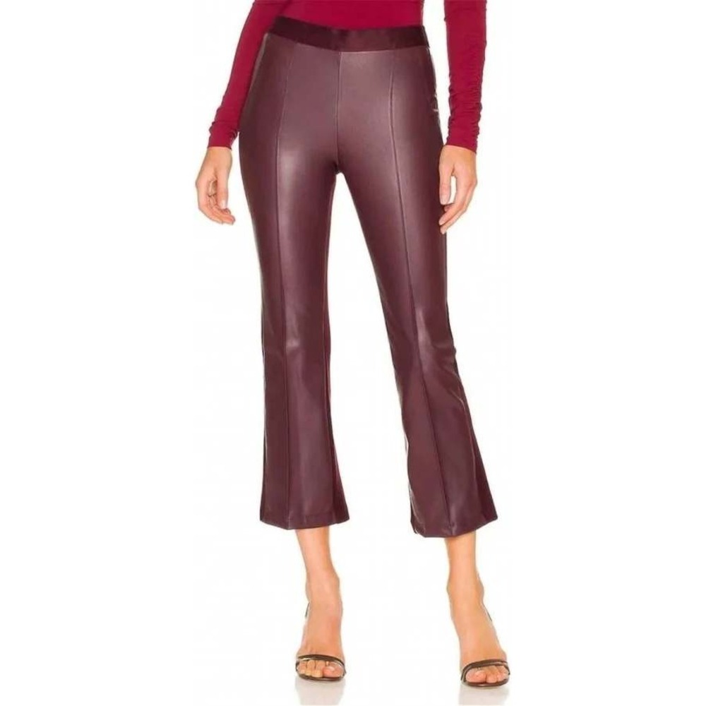 Bailey 44 Womens Faux Leather Front Wide Leg Pants Burgundy Wine Large